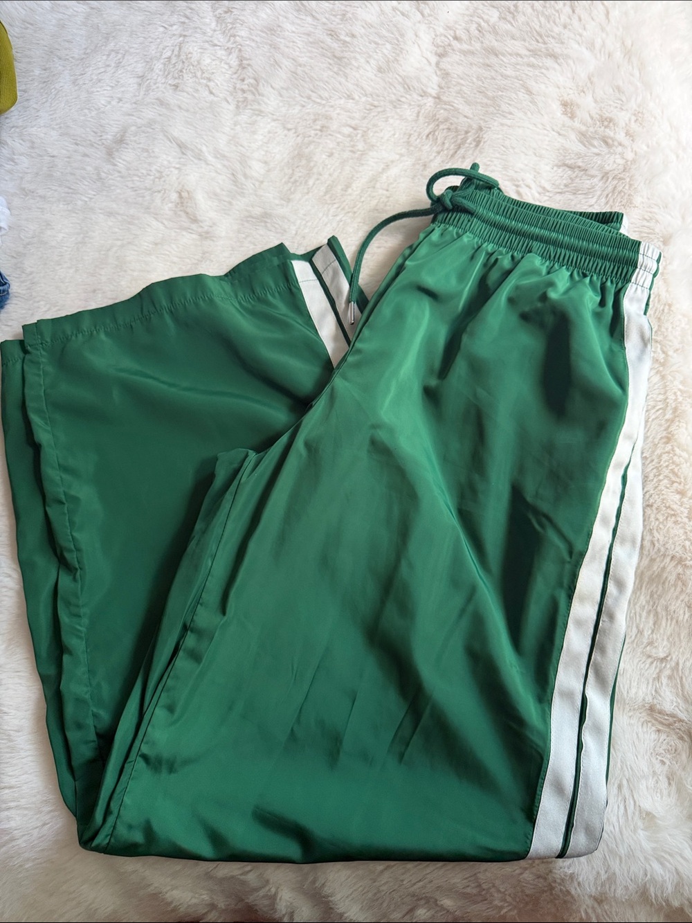 Green Women’s Athletic Track Pants with White Side Stripes
